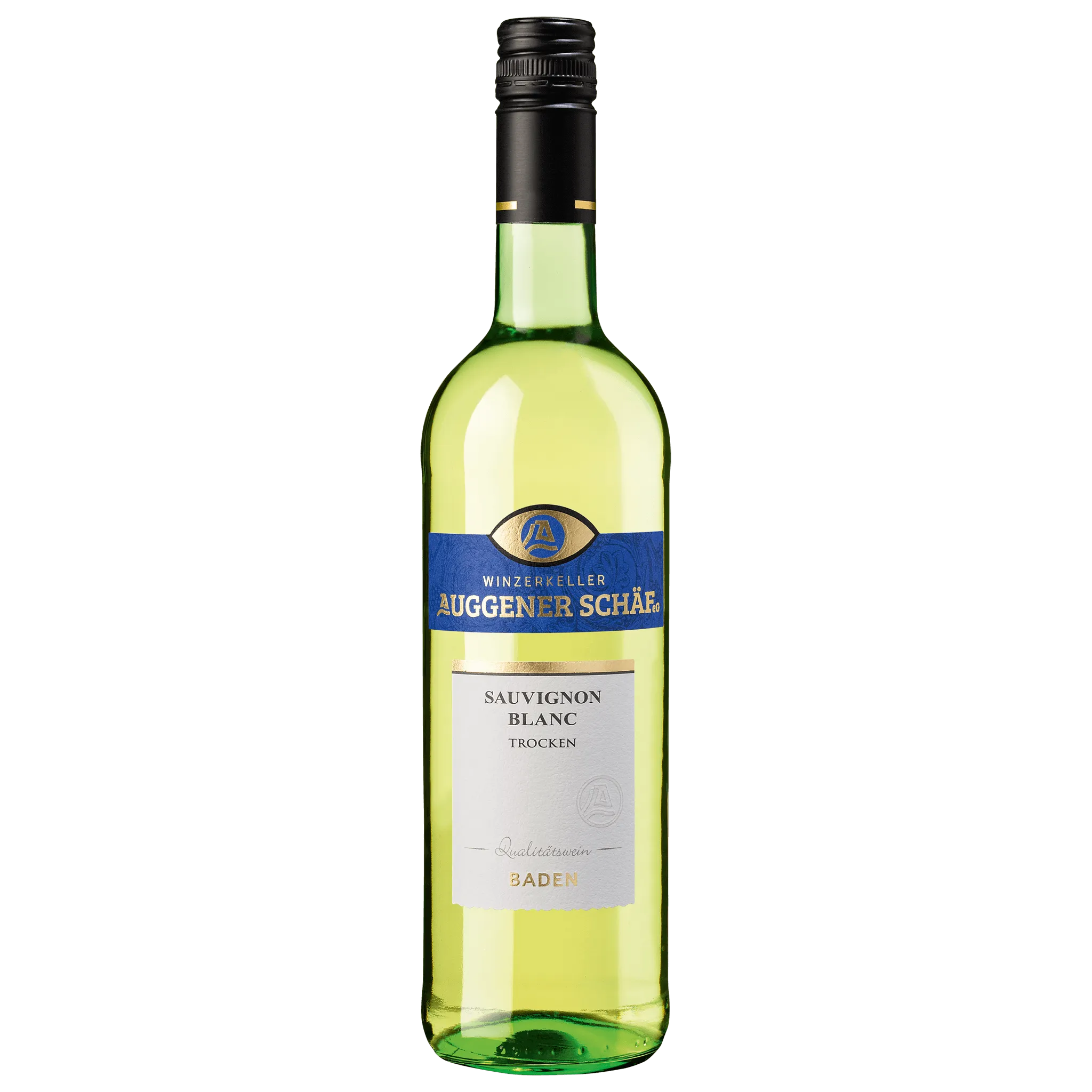 Im Tischpreis enthalten: Auggener Schäf Sauvignon Blanc trocken (0,75 l). Produktfoto: Winzerkeller Auggener Schäf eG.